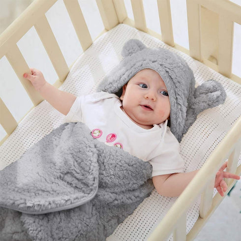 Soft Plush Newborn Swaddle Blankets - Adorable Infant Girls Clothes in Grey