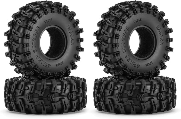 INJORA 1.0 S5 Swamp Stomper Crawler Tires, 2 Pack for TRX4M AX24 SCX24 FCX24 1/18 1/24 RC Crawler Car, 63 * 24mm