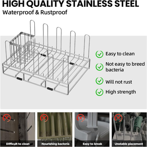 Countertop Baby Bottle Drying Rack Organizer Stainless Steel Large Glass Water Bottle Dryer Holder with Diatomite Stone