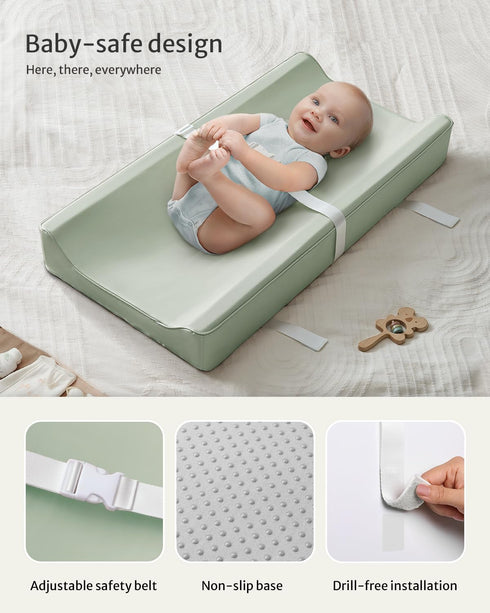 Vegan Leather Baby Changing Pad with Travel Change Mat - Complete Bundle