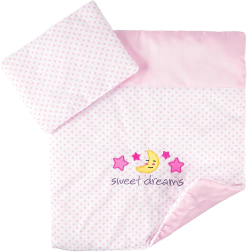 BABESIDE 2 Pcs Baby Doll Bedding Set for 12-15 Inch Dolls, Pink