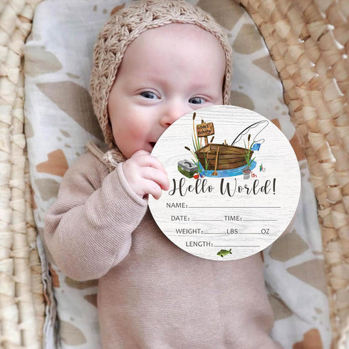 Fishing Baby Milestone Blanket with Birth Stat Sign, Monthly Growth Chart for New Moms Baby Shower