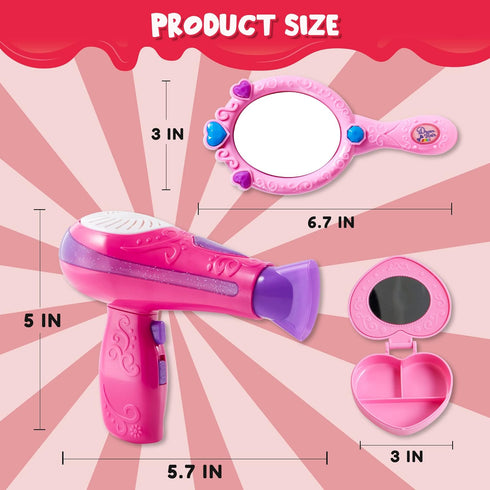 JOYIN 17Pcs Girls Beauty Salon Set, Pretend Play Doll Hair Stylist Toy Kit with Accessories