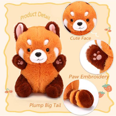 Cute Red Panda Plush Toy, 9" Stuffed Animal Gift for Girlfriend Kids Birthday