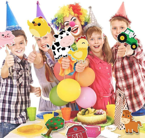 WERNNSAI 27PCS Farm Party Centerpieces - Birthday Party Decorations for Kids Girls, Tractor & Barnyard Cutouts