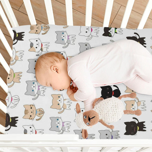 Cozy 28x52 Kigai Cute Cats Crib Sheet for Boys and Girls Jersey Knit Fitted Crib Sheet Soft Breathable Baby Crib Sheet