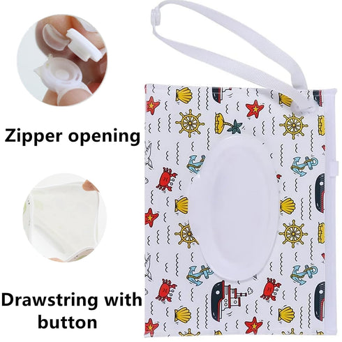 Selxran 2 Travel Wipes Case, Pcs Wipe Container Travel Wipe Dispenser Wet Wipes Box Cute Clamshell Wipes Case Reusable