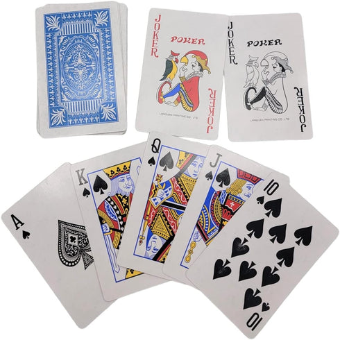 Economy Playing Cards - 2 Decks (Red and Blue), 2.3/8 inches by 3.3/8 inches, Plastic Coated for Poker and More