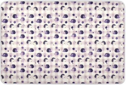 siphylline Purple Hedgehogs Checkered Plaid Extra Large Resuable Changing Pad Covers Waterproof Washable