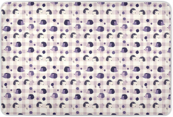 siphylline Purple Hedgehogs Checkered Plaid Extra Large Resuable Changing Pad Covers Waterproof Washable