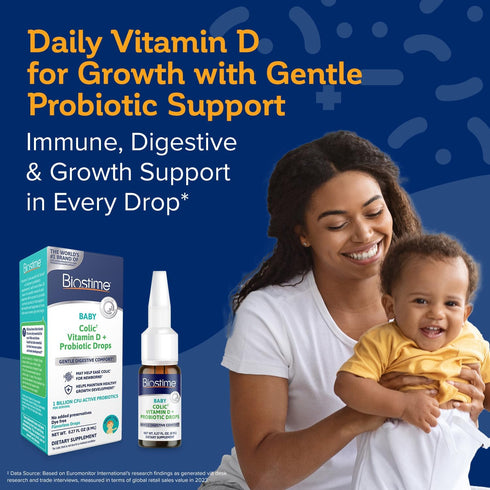 3 100% Immune 32 Biostime Baby Vitamin D & Colic Probiotic Drops for Newborns to Years Old | Daily Values Vitamin D