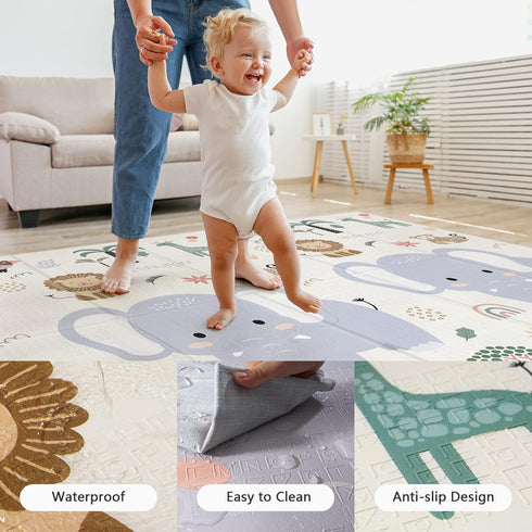 79x71 0-12 Tummy NOONKTY Extra Large Baby Play Mat for Floor, Foldable Foam Playmat for Babies Months & Kids, Non-Toxic