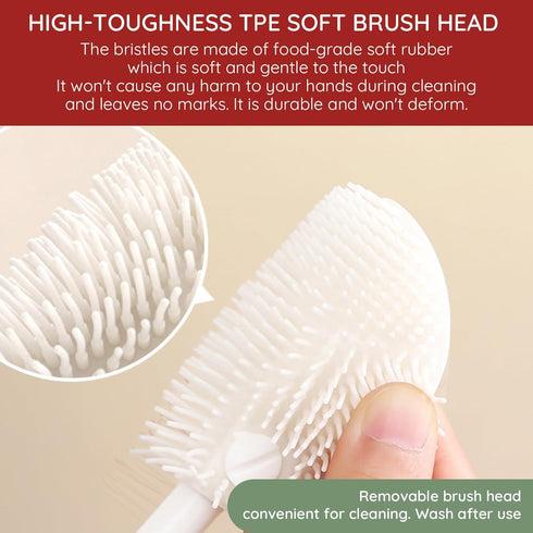 CXY 4PCS 360 Set 2025 Flexible Silicone Bottle Brush with Long Handle Soft Bristle Baby Bottle Brush Cleaner for Narrow