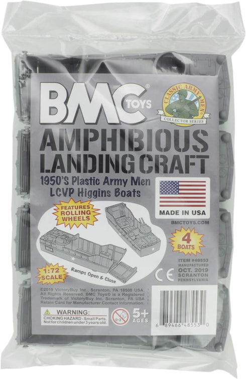 BMC Classic Marx Landing Craft - 4pc Gray Plastic Army Men Boat Vehicles