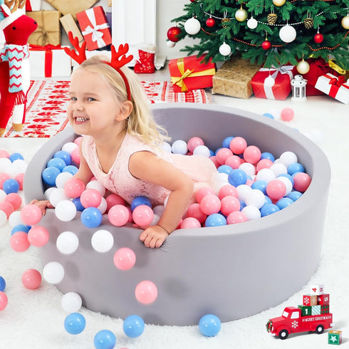 Wilwolfer Foam Ball Pit for Toddlers - Large Baby Ball Pit with Soft Memory Sponge - Indoor Outdoor Baby Playpen