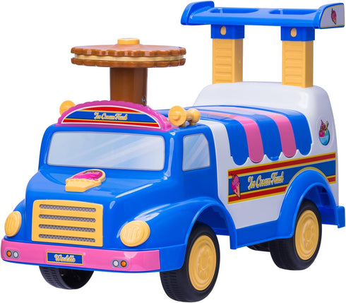 WADDLE Ice Cream Toy Truck for Kids - Ride On Playset with Scoops, Toppings, and Popsicles for Toddlers 1-3
