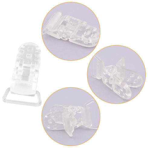 15pcs Environmental Plastic Pacifier Holder Clips, Transparent Suspender Clips for DIY Teething Toys and Baby Blankets
