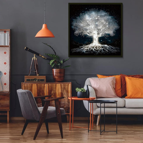 PPuzzling 1000 Glowing Tree of Life Puzzle for Adults Pieces, Fantasy Forest White Tree Under Starry Night Sky Scene