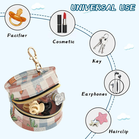 PYBUG Carrot Round Pacifier Storage Case, Polyester & TPU Lined with Hook Buckle, Pacifier Container Box for Baby