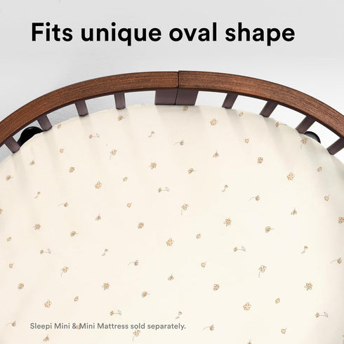 V3, V3 100% Stokke Sleepi Mini Fitted Sheet Flower Ecru - Compatible with Sleepi Mini Mattress - Washable - Fine Cotton