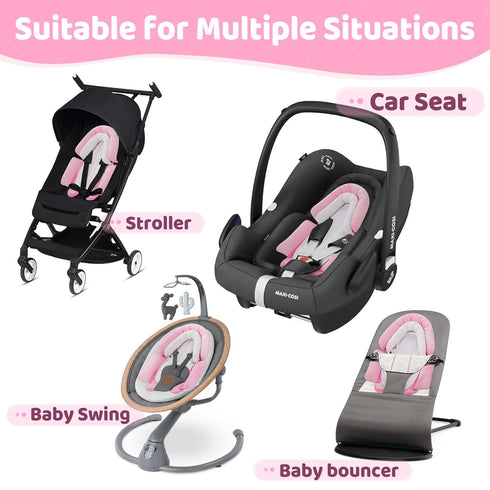 3-in-1 Pro Goleem Breathable Baby Car Seat Head Support, Soft Infant Car Seat Insert, Carseat Cushion for Newborn