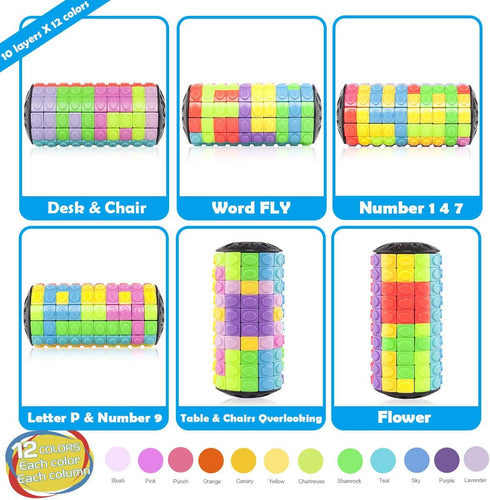 R.Y.TOYS Rotate and Slide Puzzle - Fidget Toys with 12 Colors, 10 Layers, Brain Teaser, Sensory Toys, Birthday Gifts