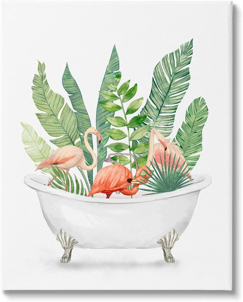 Stupell Industries Tropical Flamingoes Bathtub Plants Canvas Wall Art, Design by Ziwei