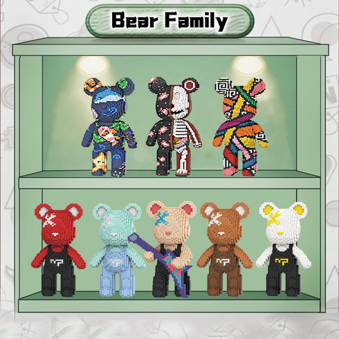 Set(16.9inches) Rainbow Graffiti Teddy Bear Micro Building Blocks Christmas Bear Building Blocks Winktoys Gift