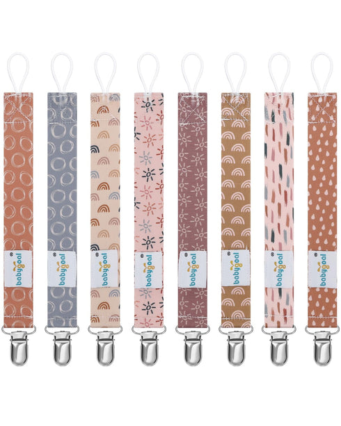 Rainbow Pacifier Clips, 8 Pack Binky Paci Holder Clips Fits for Most