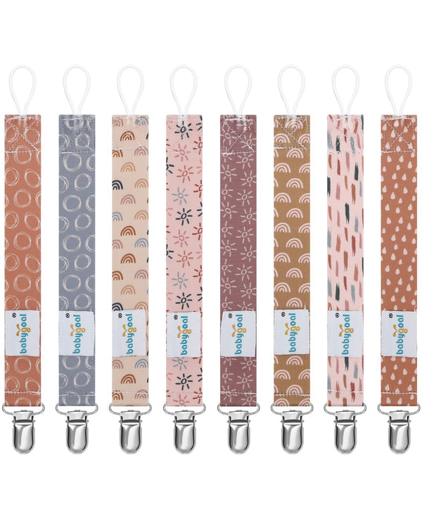 Rainbow Pacifier Clips, 8 Pack Binky Paci Holder Clips Fits for Most