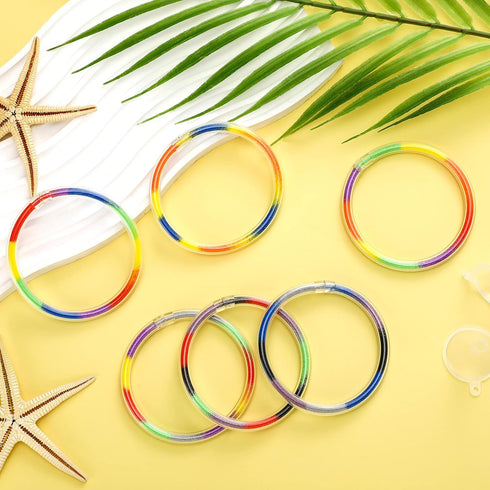 48 Pcs Sand Art Bracelets for Kids, Clear Plastic Bracelets with 5 Mini Funnels for Sand Art Crafts and Party Favors