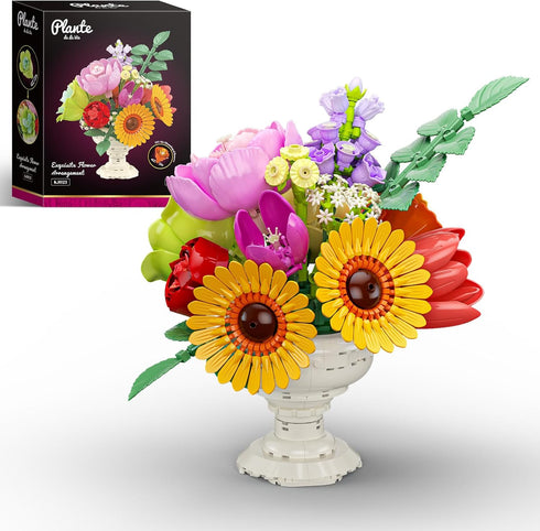 Sinuraii Botanicals Flower Arrangement Building Set, Classic Style Artificial Flower Building Set, Chrysanthemum
