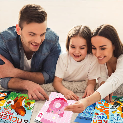 6 4-8 PCS Sticker by Number Sticker Paint Books for Kids Boys Girls Ages Ocean Animals Vehicles Desserts Mermaids