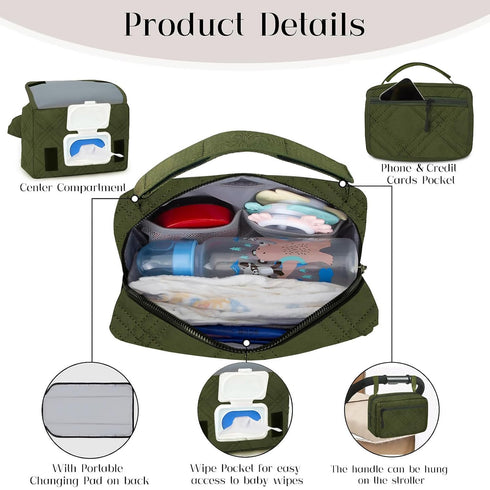 FannyPack Small Diaper Bag with Portable Changing Pad, Mini Crossbody Diaper with Wipes Pocket, Women Waist Bag