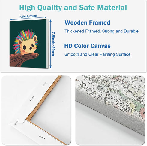 8-12 4 Pack Set (8x8 Inch) AILIBUT Paint by Numbers for Kids Ages & Beginners - Animal Canvas Art Kits with Framed