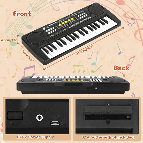 37 Key Upgrade Piano Keyboard for Kids - Musical Toys for 3-6 Year Old Girls, Electronic Piano with Microphone for