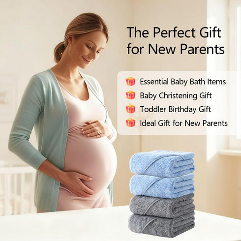 GINUMWA 4 Pack 32x32 Inch (2X 2X Hooded Baby Towels, Absorbent Bath Towels, Soft Coral Fleece Hooded Towel
