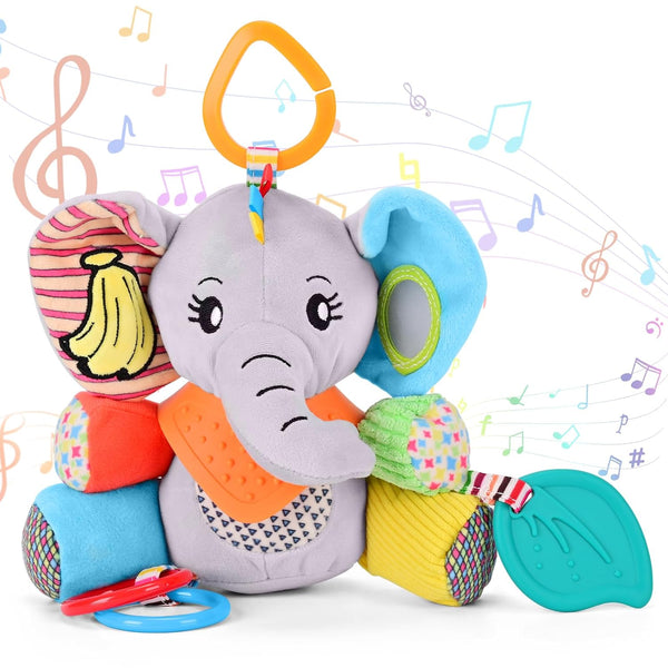 JiffyJolt Baby Toys 0-12 Months Elephant with Detachable Touch-Sensitive Sound Box, 30 Sounds,