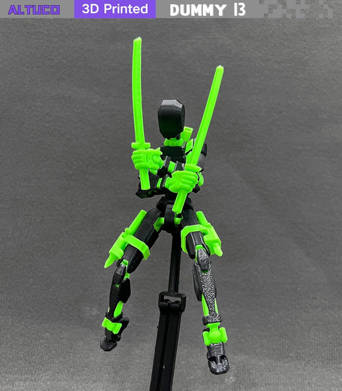 (Assembly Completed) 5.5 Inch 3D Printed T13 Action Figure with Multiple Accessories, Multi-Jointed Movable Black Dummy