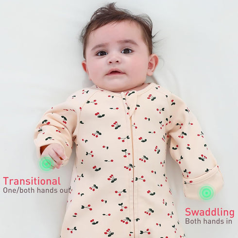2 Pack 2 Transitional Baby Swaddling Sacks with Arms Up Length Sleeves & Mitten Cuffs, Sleeping Sack Bag Ways Zipper