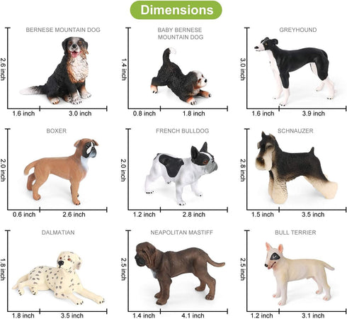 Volnau Dog Figurines, 9PCS Mini Puppy Figures for Kids, Educational Cake Topper Set for Toddlers Decorations