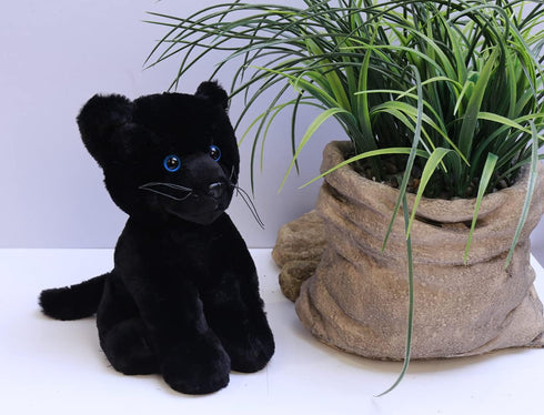 10 Inches. Plushland Black Panther Stuffed Animal Realistic Plush Panther for Kids and Adults