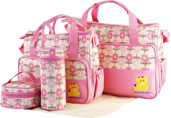 5PCS Baby Nappy Diaper Bags Set, Mummy Diaper Shoulder Bags