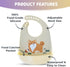 Happy Snails Silicone Baby Feeding Bibs Waterproof, BPA-Free, Soft & Adjustable with Crumb Catcher Easy to Clean
