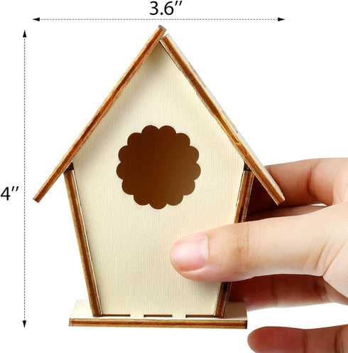 Outus 24 4 Pcs Wooden DIY Birdhouse Kits for Kids to Build, Shapes Birdhouse Kit Wooden Unfinished with Butterfly