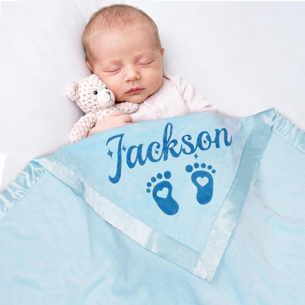 Individz Personalized Baby Blanket with Name, Custom Flannel Blankets, Customized Receiving Blanket for