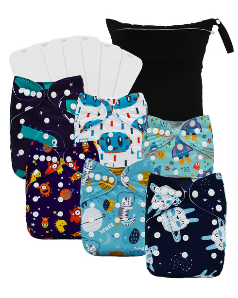 babygoal Boy Cloth Diapers Pack of 13, Baby Reusable Washable Pocket Nappy,