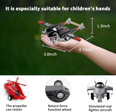 UXRPTU Playset 3-5 Pack Pull-Back Airplane Toy Boys Plane for Toddlers Variety of Helicopters Stealth Bombers Fighter