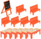 TOYANDONA Miniature Locker Classroom Set, 13pcs Desk, Chair & Blackboard Model Dollhouse Accessory