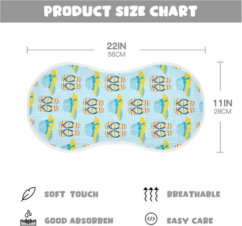 decor gift Summer 4 Pack 22x11in Cotton Muslin Burp Cloths Large Soft and Absorbent? Blue Flipflop Baby spit up Cloth